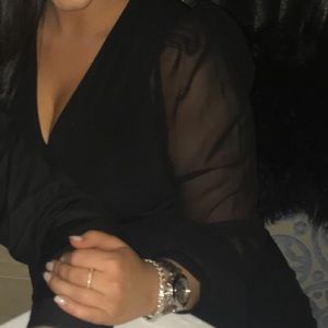 Dress with sheer sleeves